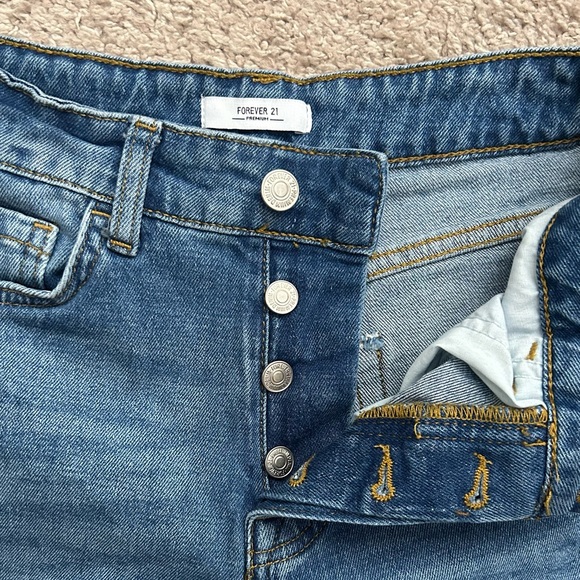 Forever 21 Blue Ripped Straight Leg Jeans - Picture 2 of 7